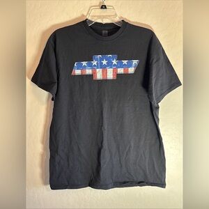 Chevy T-Shirt - Black With Red~white~Blue w/American Flag & Bowtie Logo Large